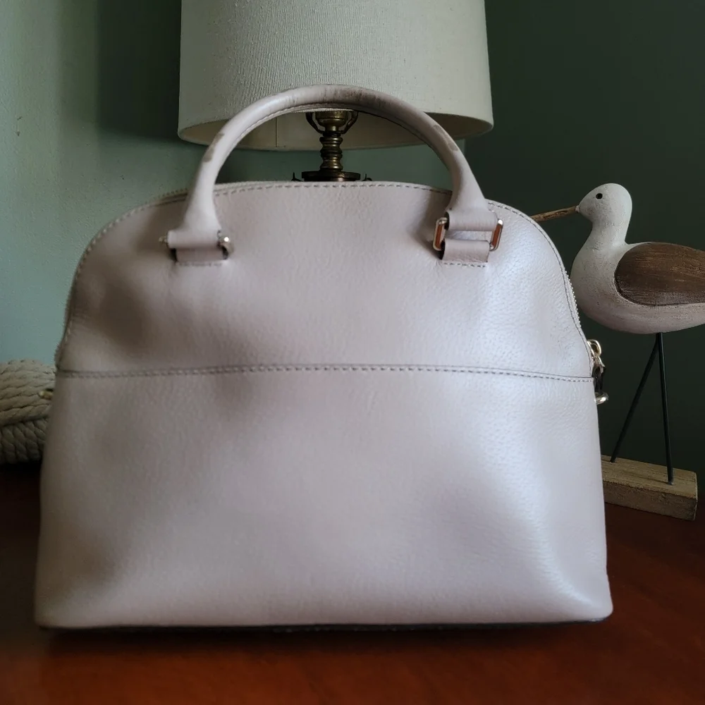 Kate Spade Grove Street Carli Pebbled Leather Dome Satchel Taupe Beige